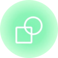 grandiant green icon with a square and a round